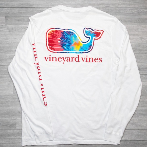 Vineyard Vines Other - Vineyard Vines Mens White Tie Dye Whale Long Sleeve Pocket T-Shirt Size M